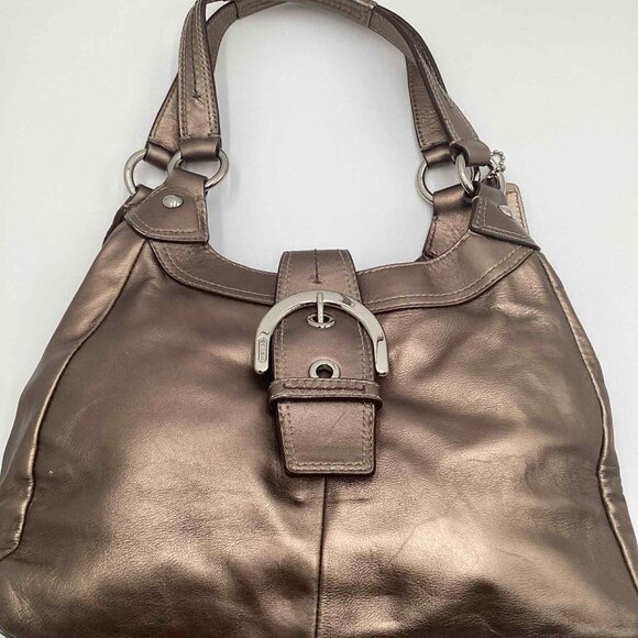 Coach Soho Lynn Metallic Bronze Leather Buckle Shoulder Bag - Picture 5 of 12